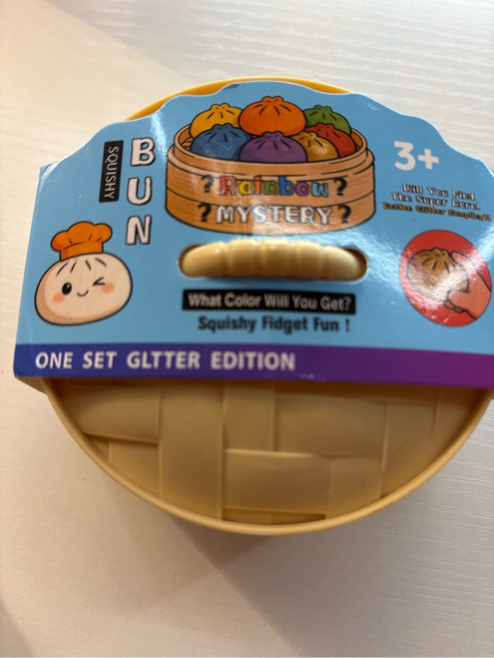 Squishy Bun Rainbow Mystery Glitter Edition Kids Fidget Toy - 3 minis inside